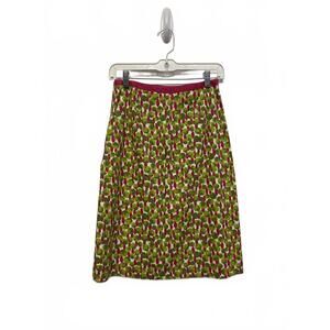 Boden Women's Printed Skirt Pink Waistband Lime Green Hot Pink Size 2R 24”